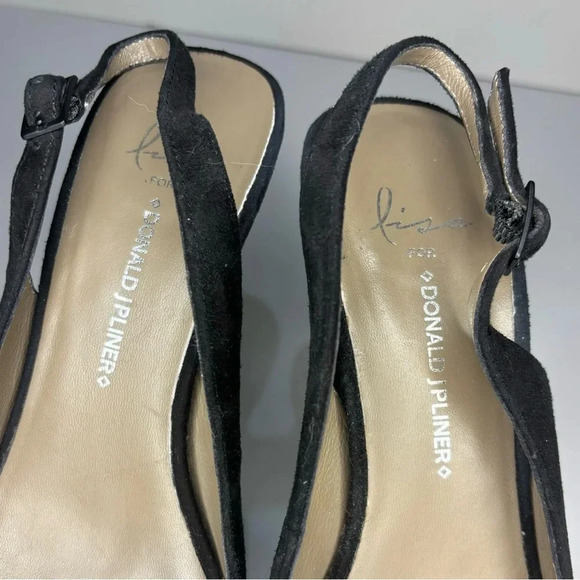 Lisa for Donald J Pliner Black Suede Patent Leather Heel 7.5 Green Bottom - Picture 3 of 15